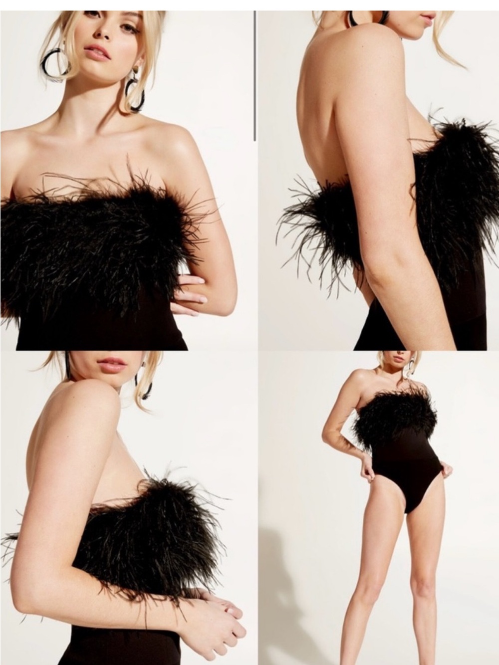 Bardot Feathers Bustier Bodysuit in black new Size S.